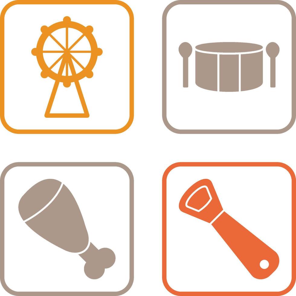 Ferris Wheel and Drum Icon vector