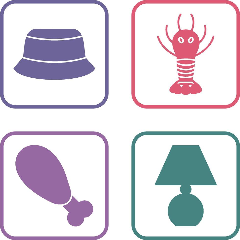 Men Hat and Lobster Icon vector
