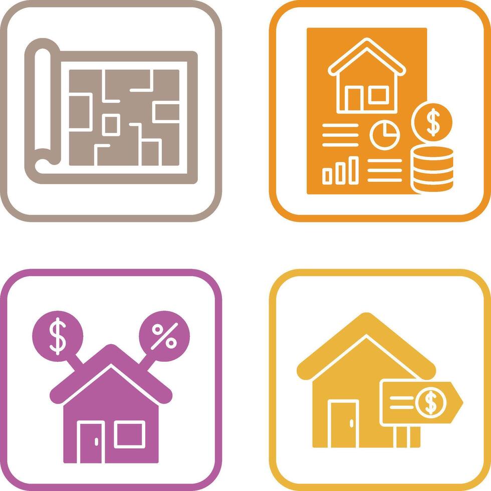 Blueprint and loan Icon vector