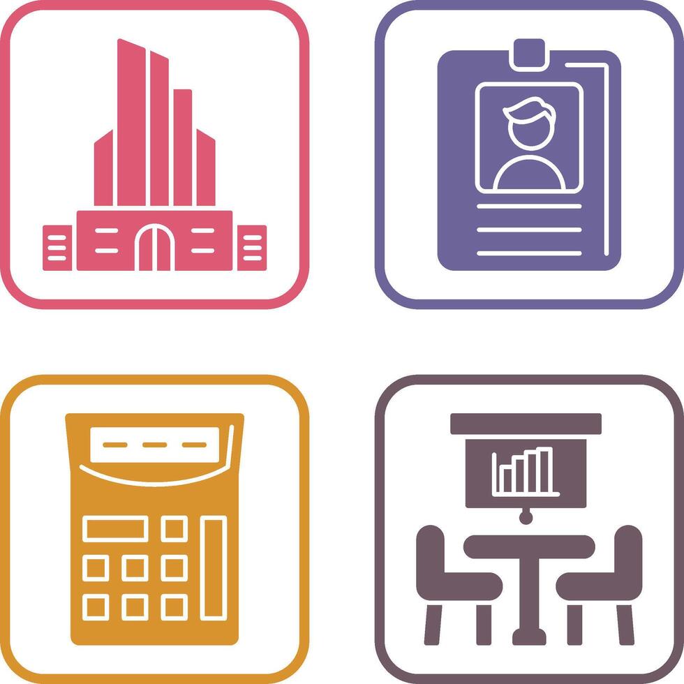 Id Card and Office Building Icon vector