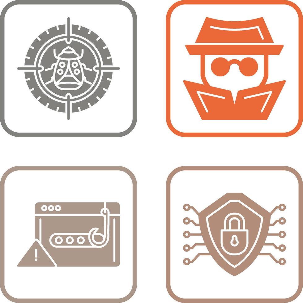 Bug Target and Hacker Icon vector
