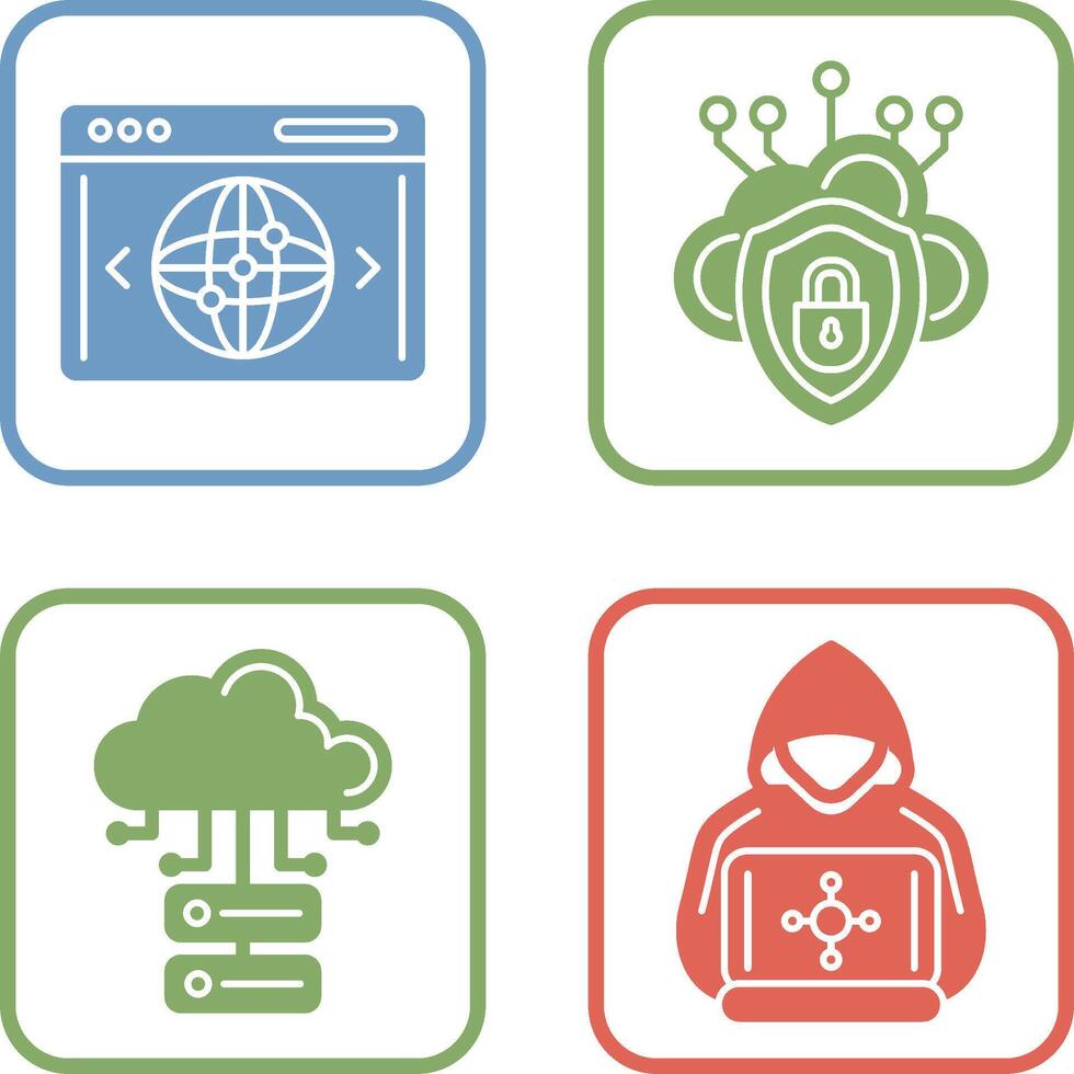 Cloud Security and Website Icon vector