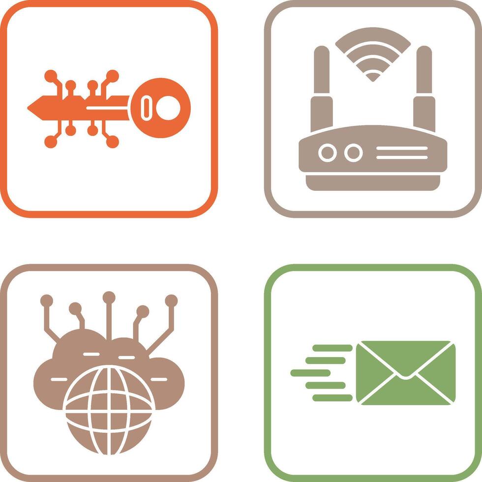 Key and WIFI Icon vector