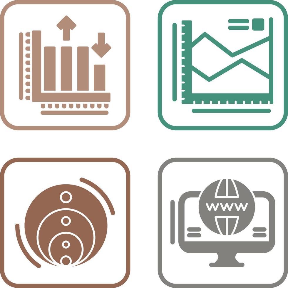 Spline Chart and Bar Graph Icon vector
