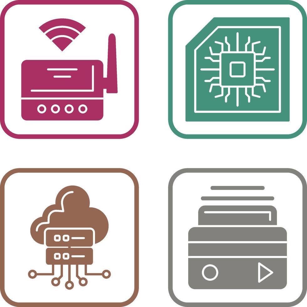 Wifi Router and Chip Icon vector