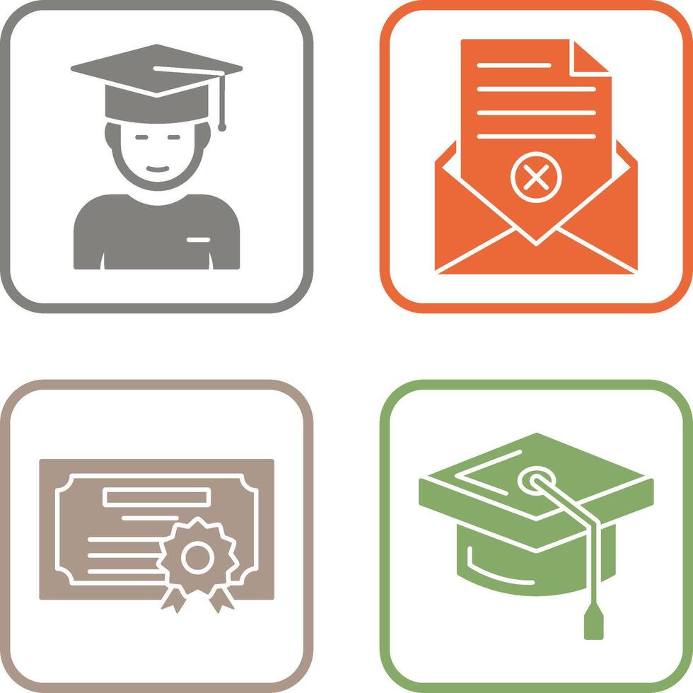 Graduate Student and Rejection Of A Letter Icon vector