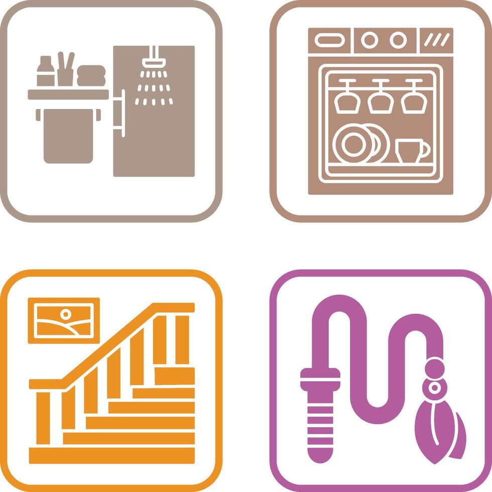 Shower and Dishwasher Icon vector