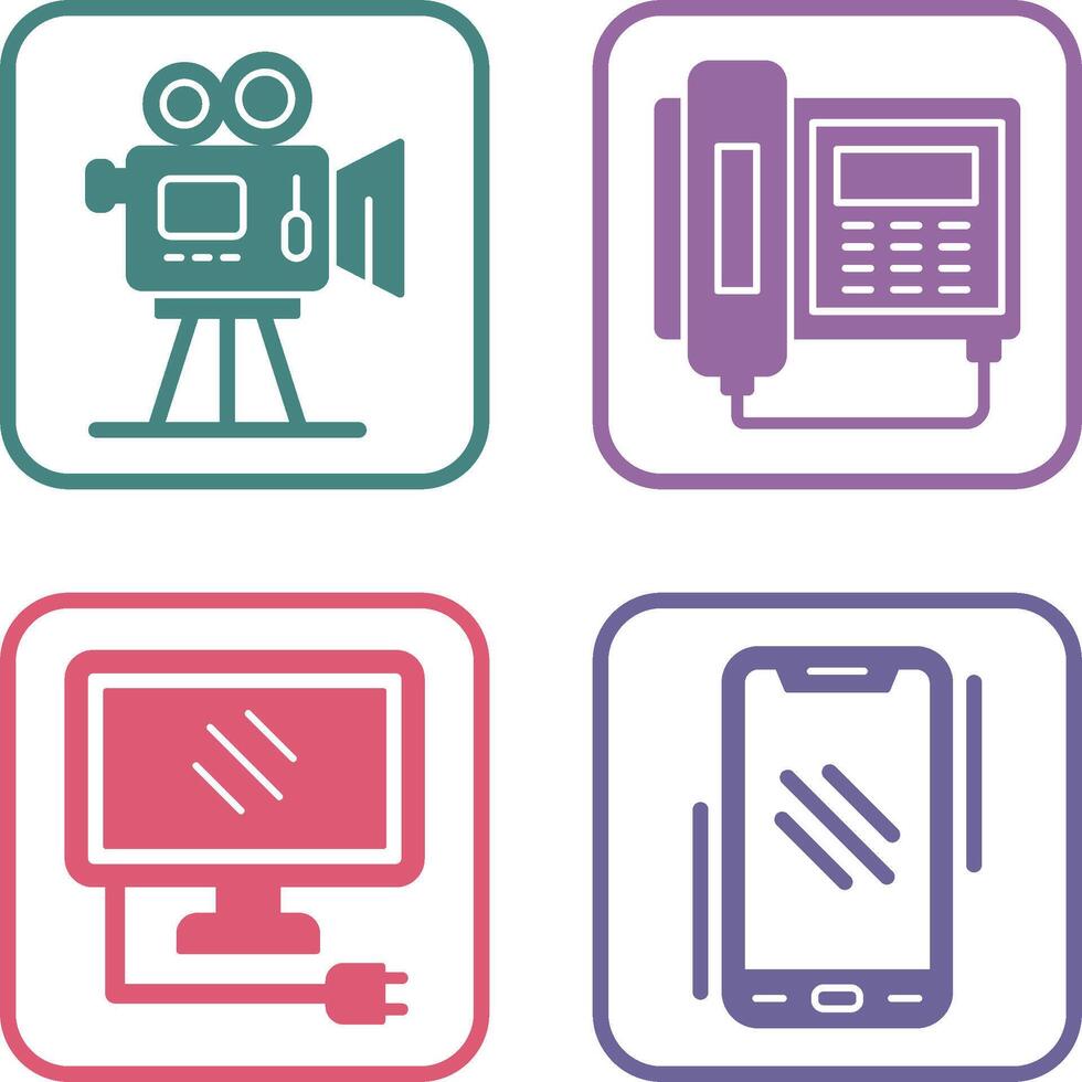 Movie camera and Telephone Icon vector