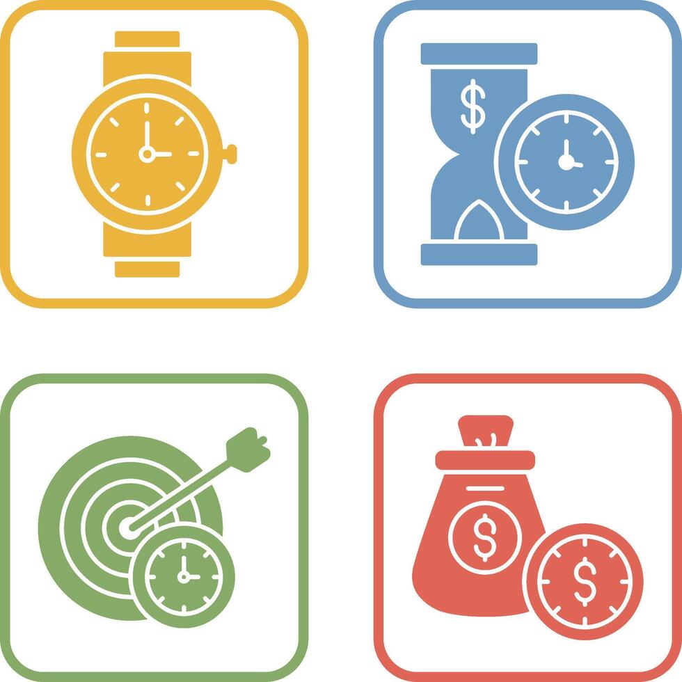 Wrist Watch and Time is Money Icon vector