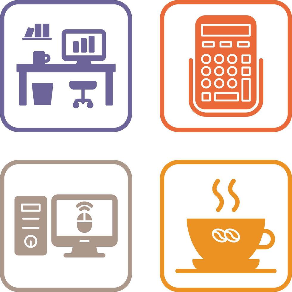 Office Desk and Calculator Icon vector
