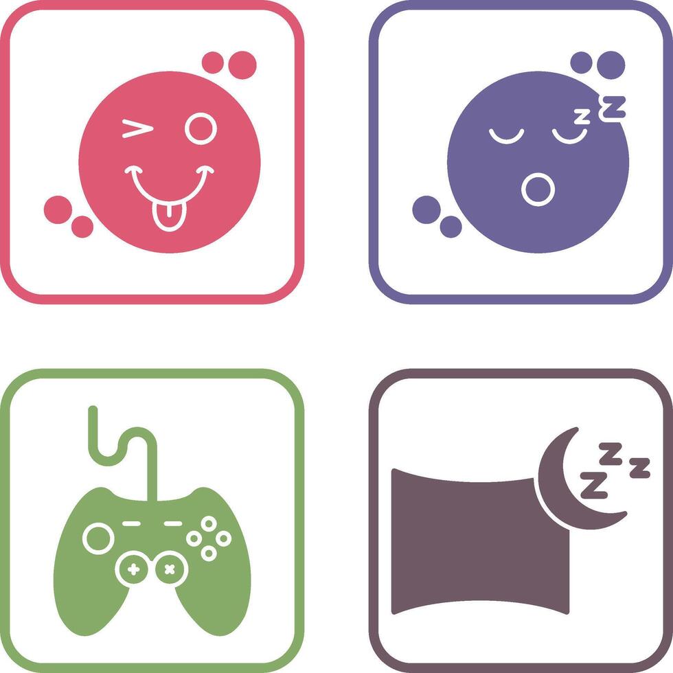 Tongue Out and Sleep Icon vector