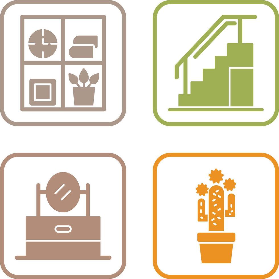 Bookshelf and Stairs Icon vector