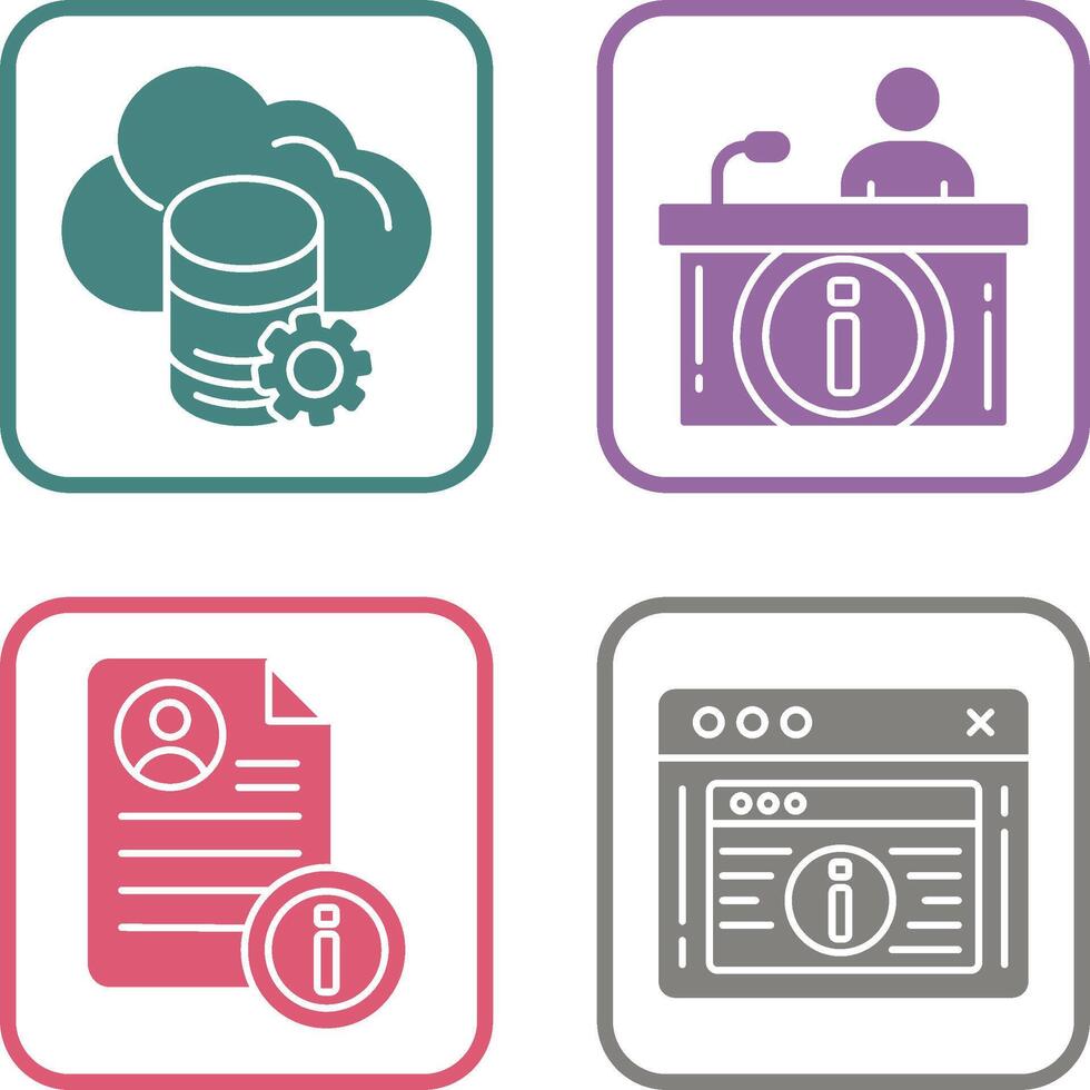 cloud data and information desk Icon vector