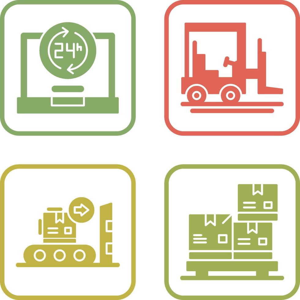 24 hours and forklift Icon vector