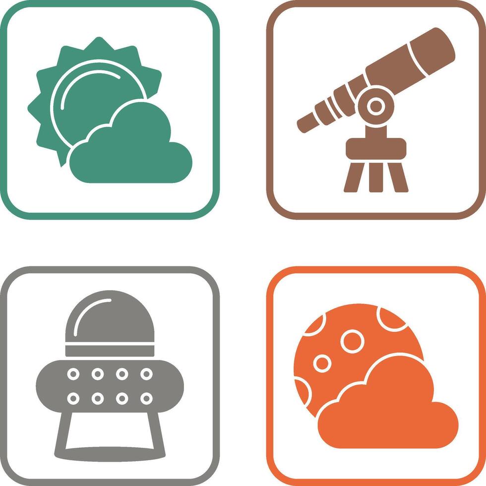 sun and telescope Icon vector