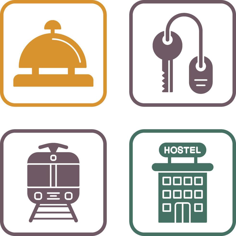 Room key and Desk Bell Icon vector