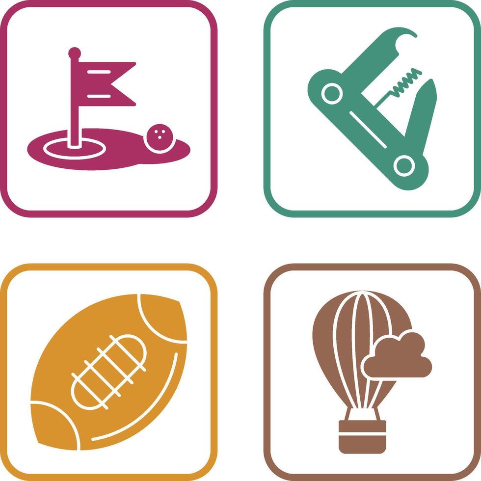 Golf and Swiss Army Knife Icon vector