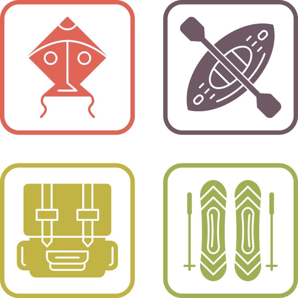 Kite and Kayak Icon vector