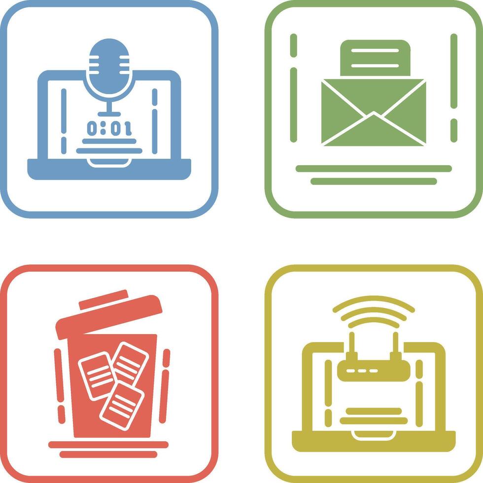 Voice Recorder and Email Icon vector
