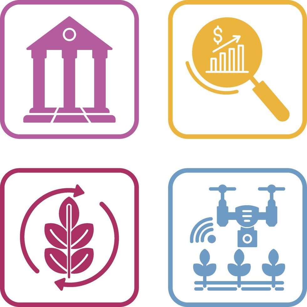 Parthenon and Statistics Icon vector