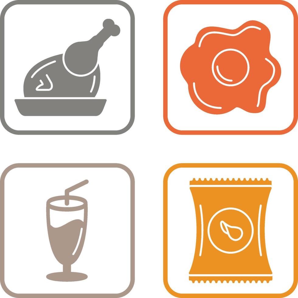 Chicken leg and Fried egg Icon vector