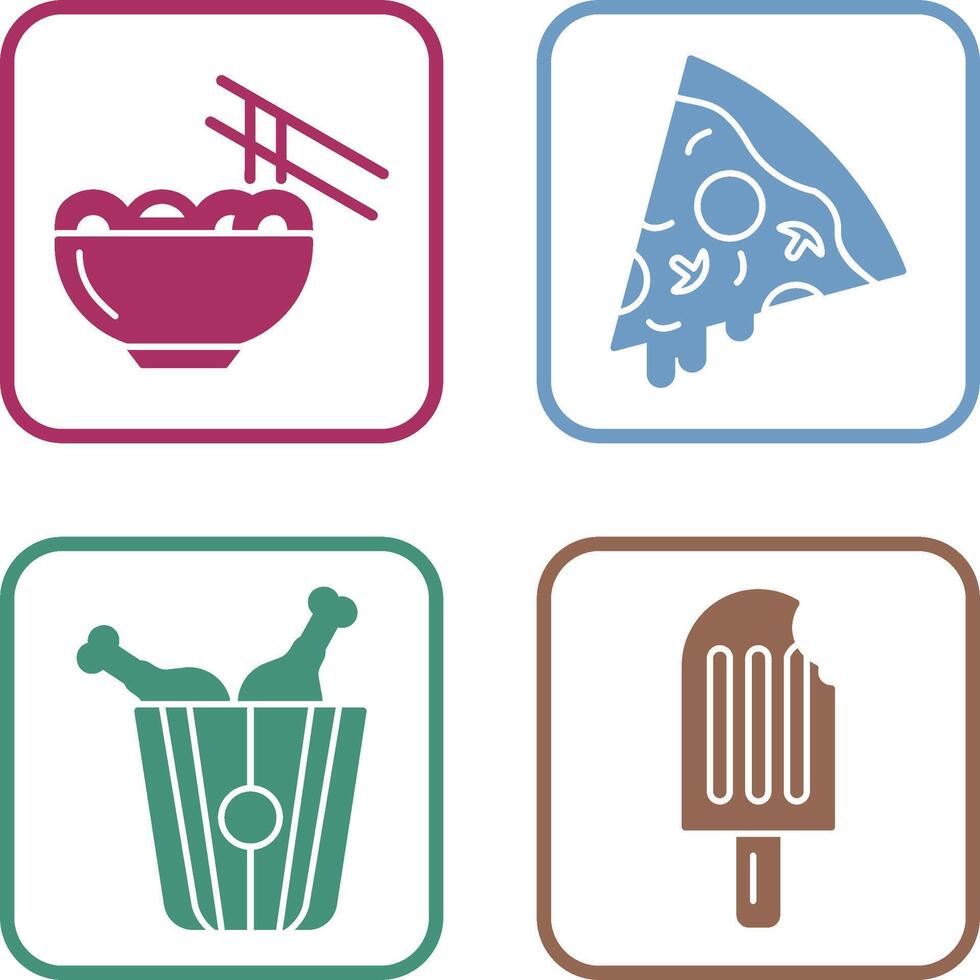 Chinese food and Pizza Icon vector