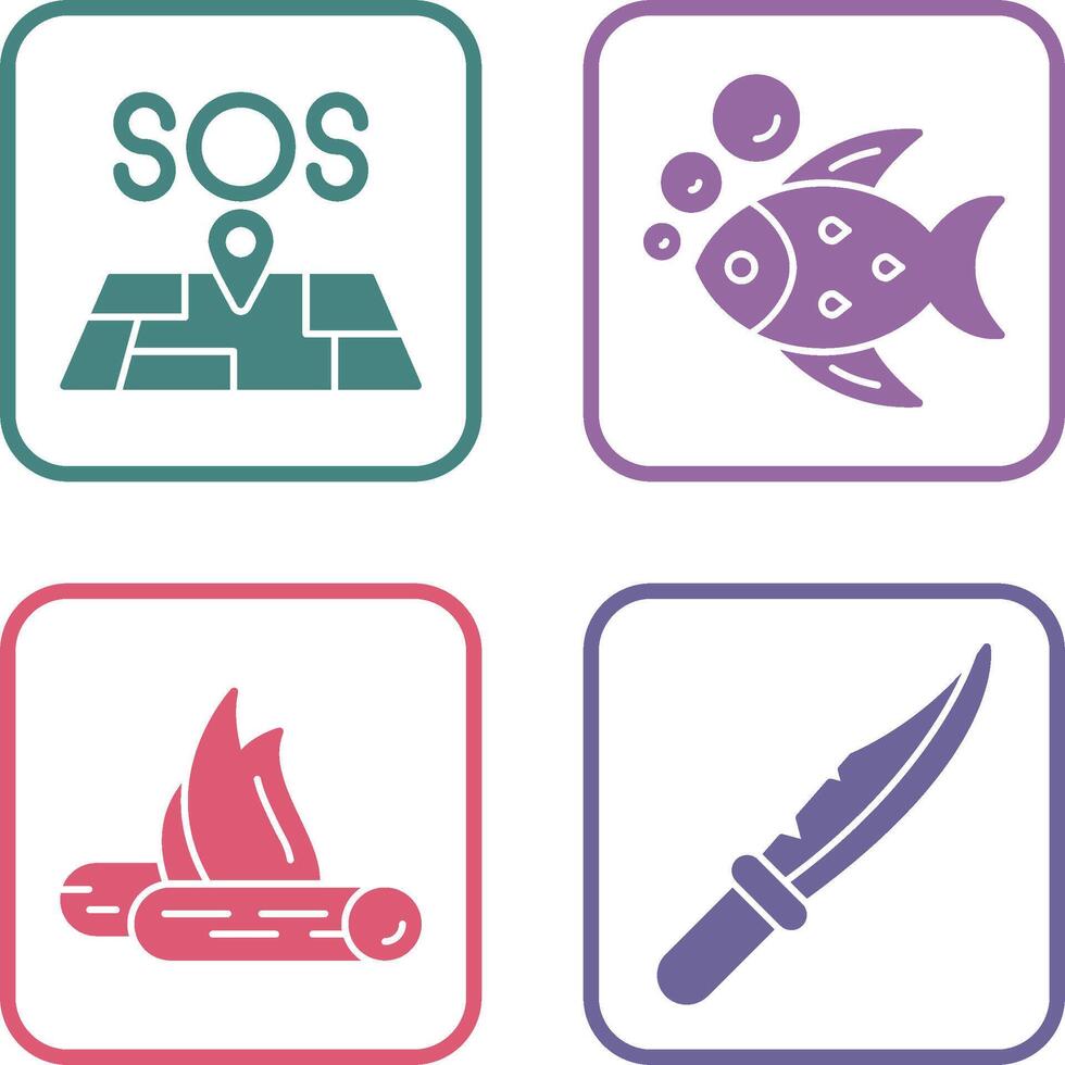 Sos and Fish Icon vector