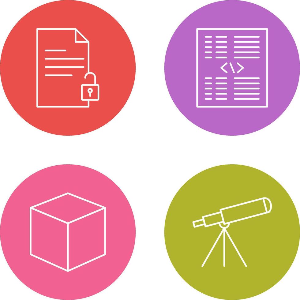 unlock document and piece of code Icon vector