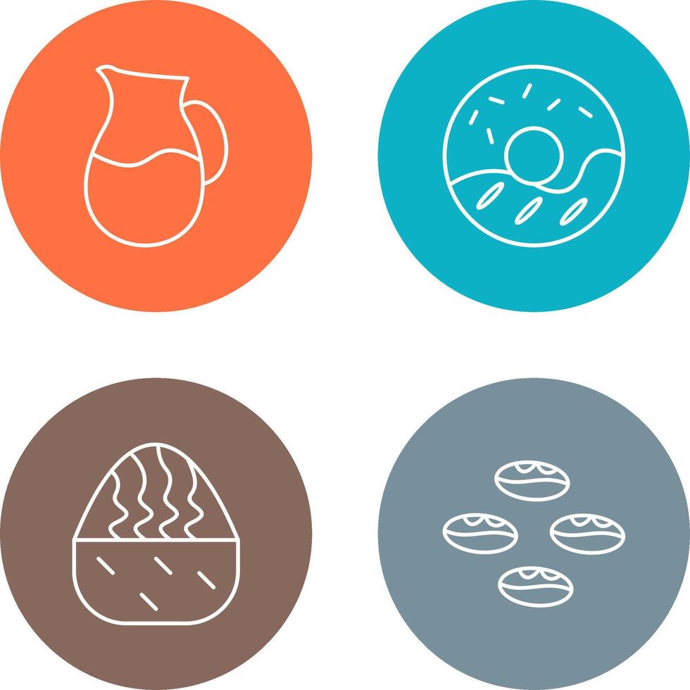 milk jug and cream doughnut Icon vector