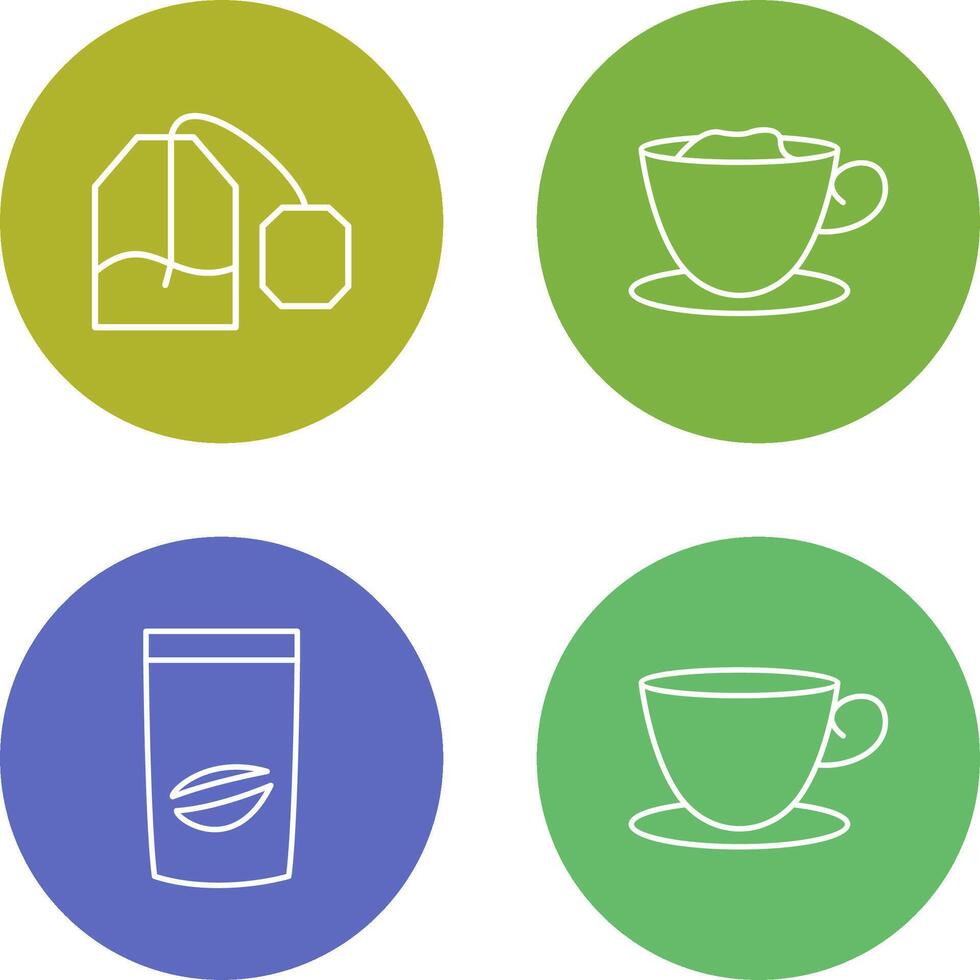 tea bag and creamy coffee Icon vector