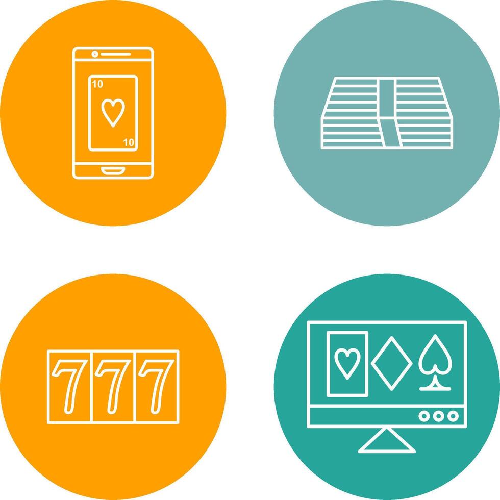 phone gambling and pack of bills Icon vector