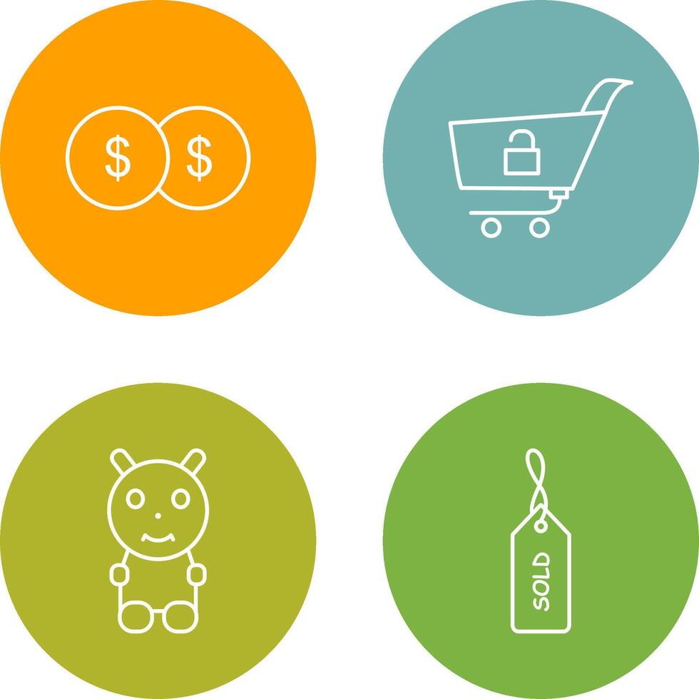 coins and unlock cart Icon vector