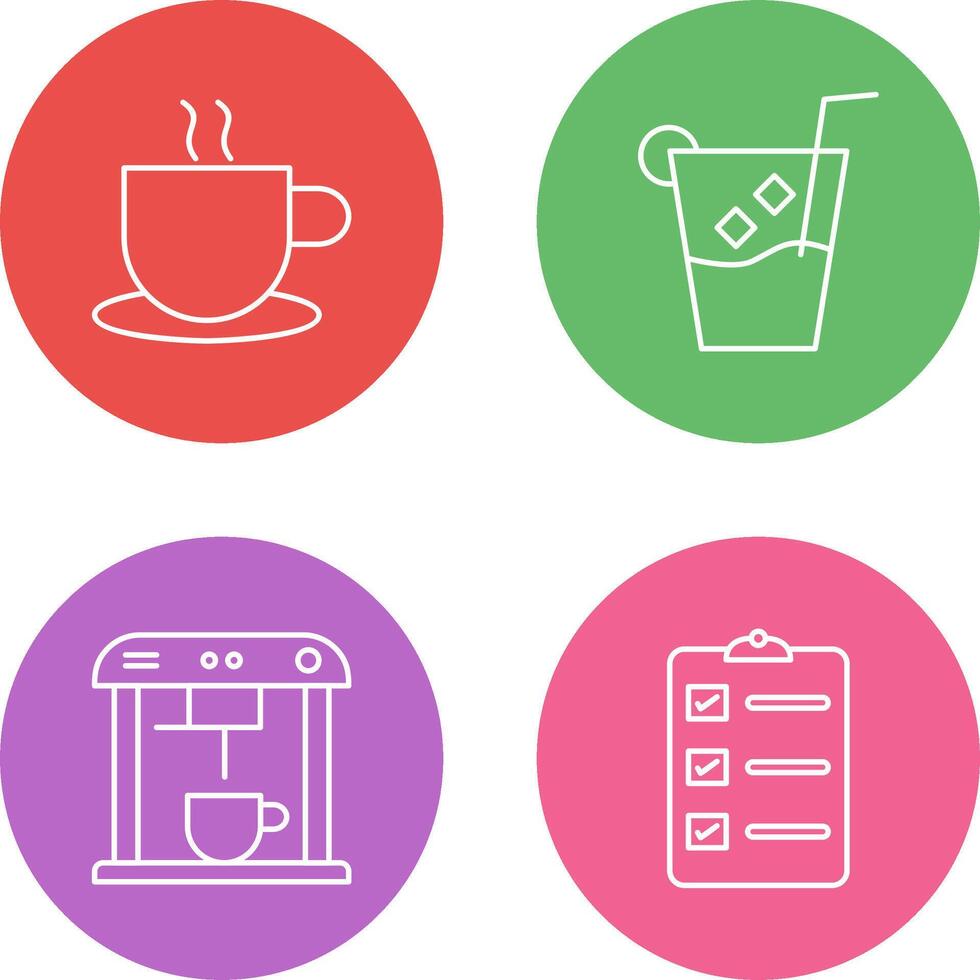 hot coffee and whiskey sour Icon vector