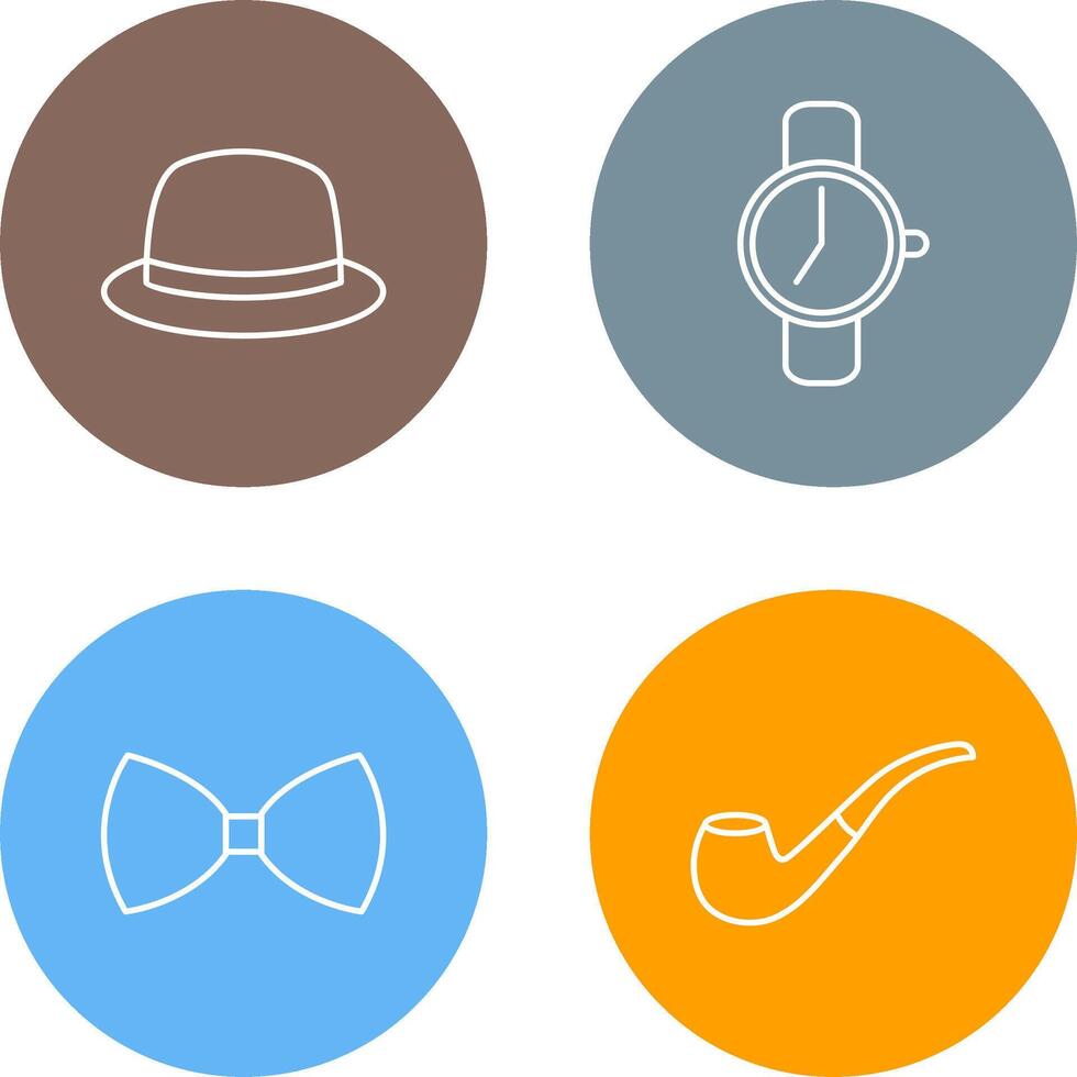 sombrero y reloj icono vector