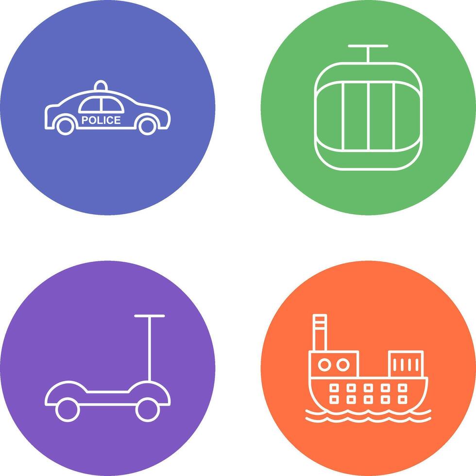 Police Car and Cable Car Icon vector