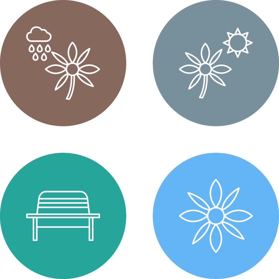Flower with rain and Flower Icon vector