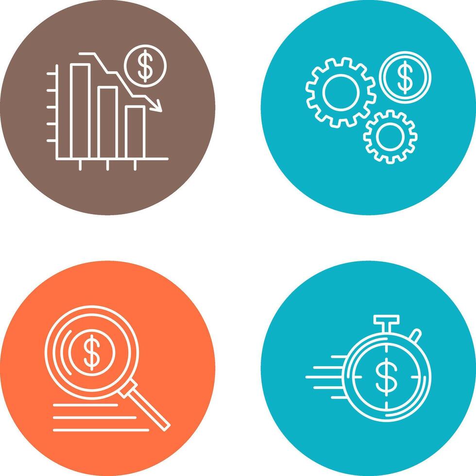 Chart Down and Settings Icon vector