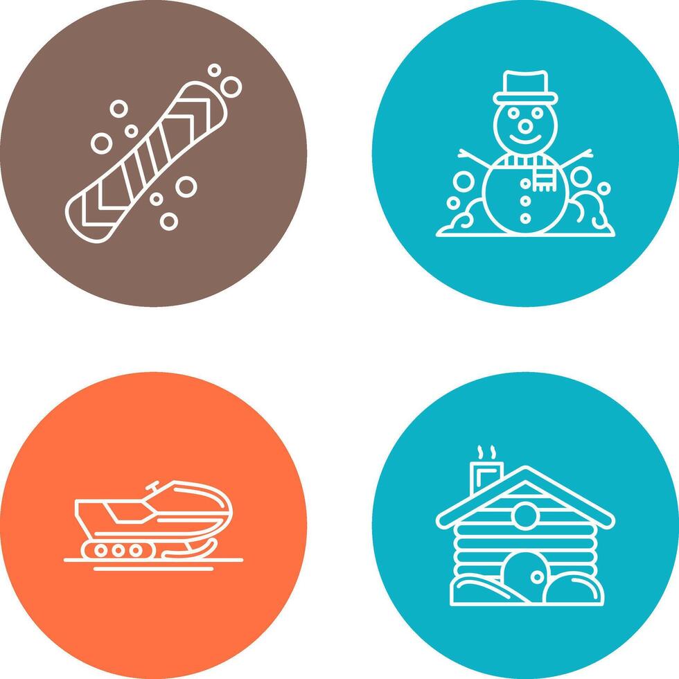 Snowboard and Snowman Icon vector