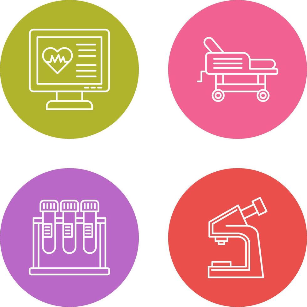 Cardiogram and Hospital Bed Icon vector