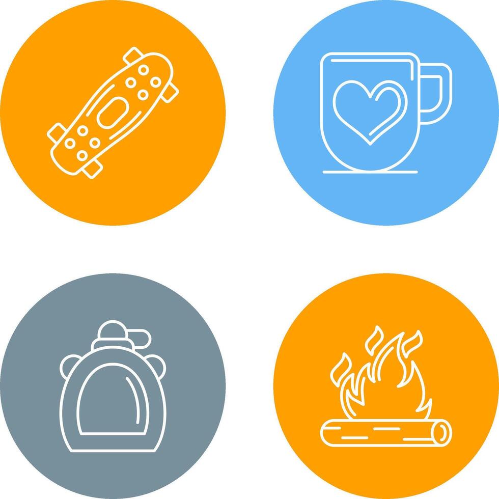 Skateboard and Mug Icon vector