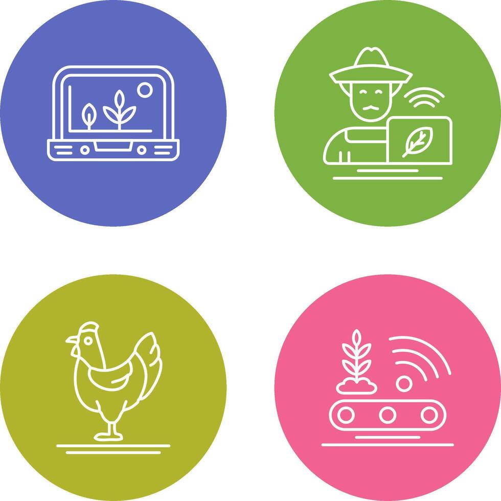 Smart Farm and Farmer Icon vector