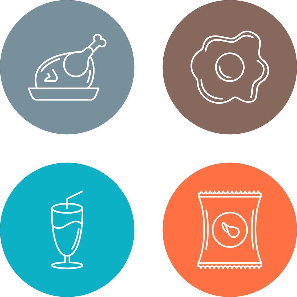 Chicken leg and Fried egg Icon vector