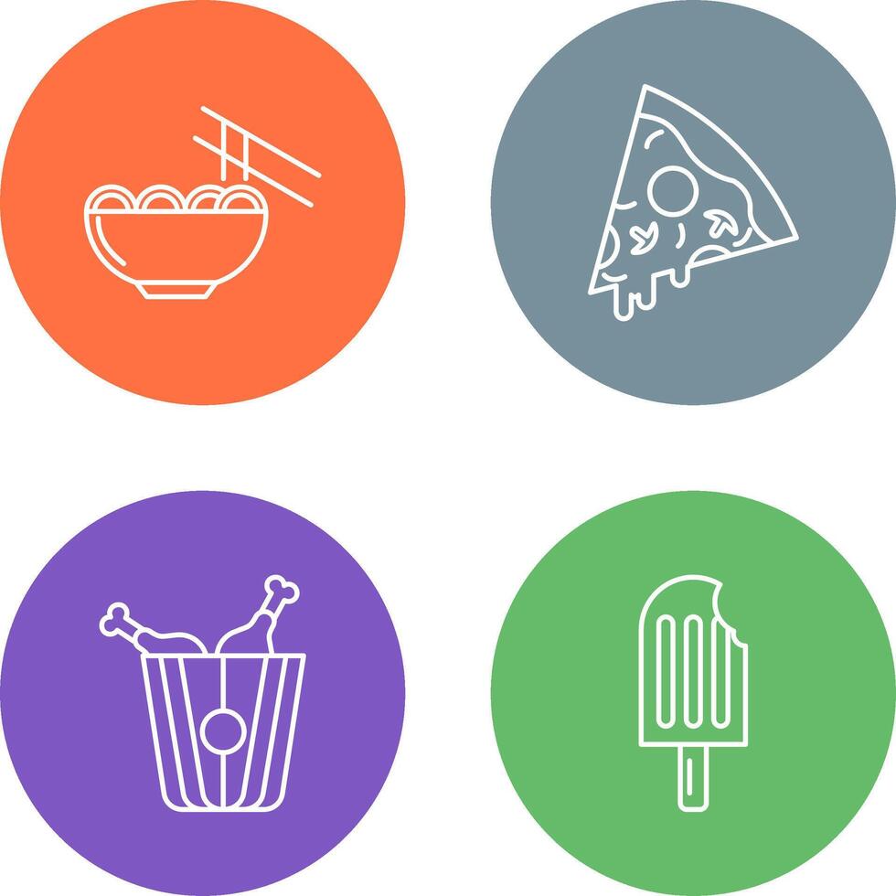 Chinese food and Pizza Icon vector