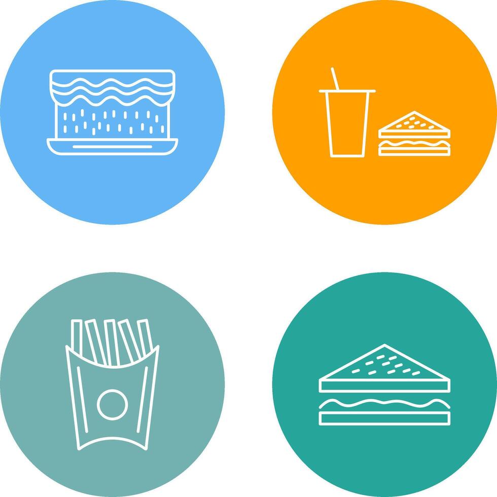 cream cake and lunch bistro Icon vector