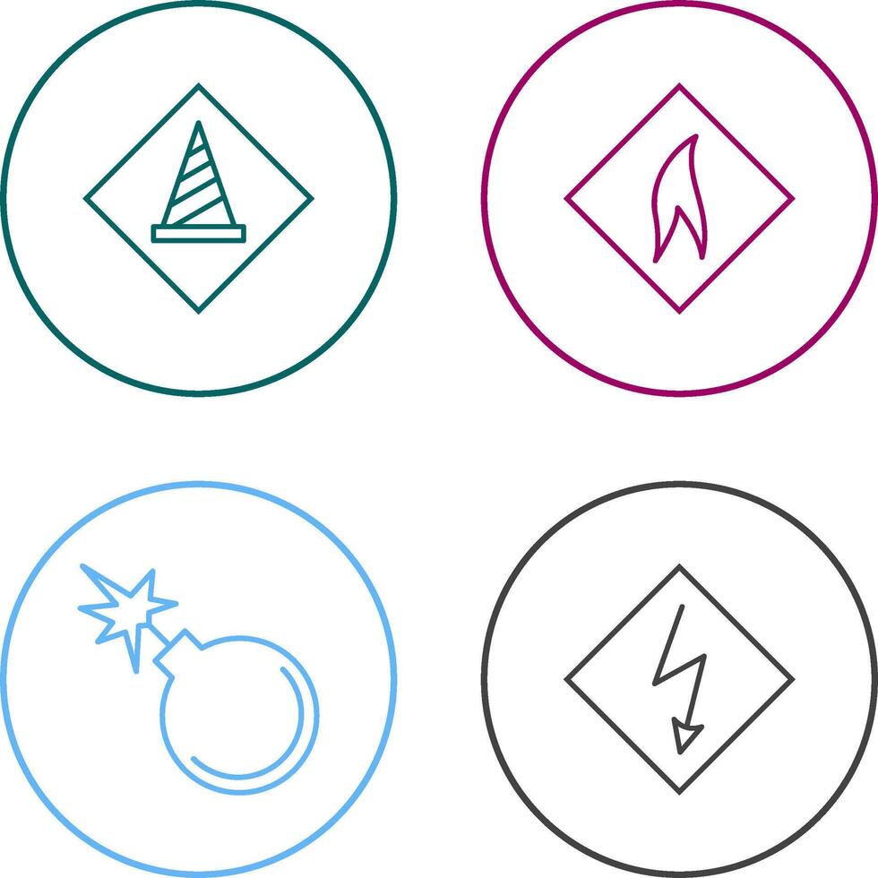 under construction and flammable material Icon vector