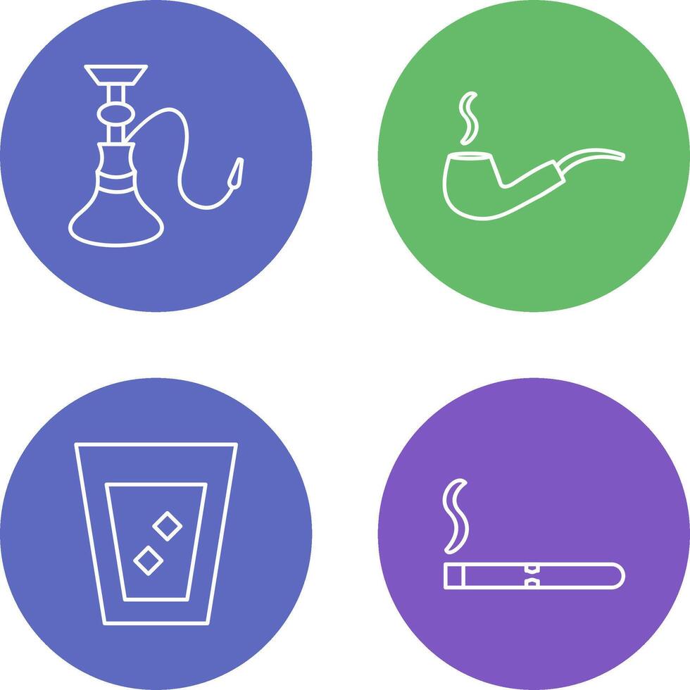 hookah and lit smoking pipe Icon vector