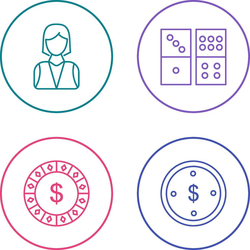 elegant lady and domino game Icon vector