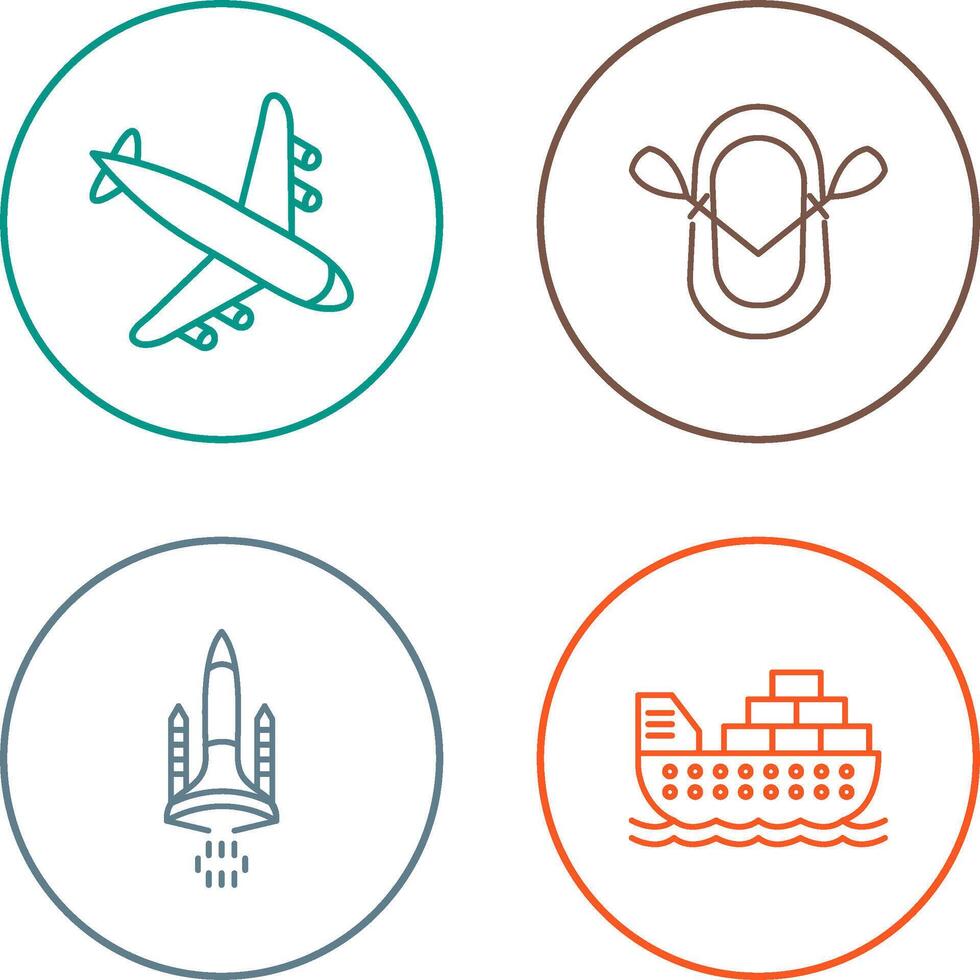 Landing Airplane and Dinghy Icon vector