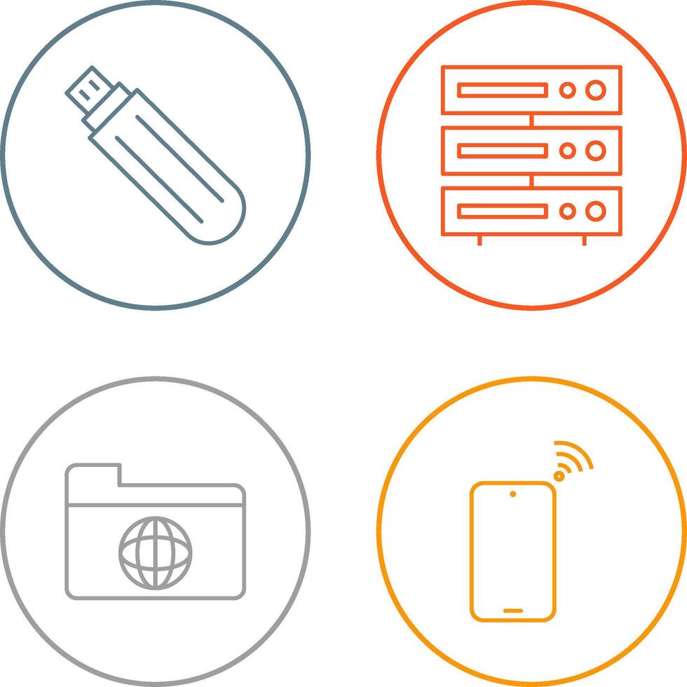 usb drive and server Icon vector