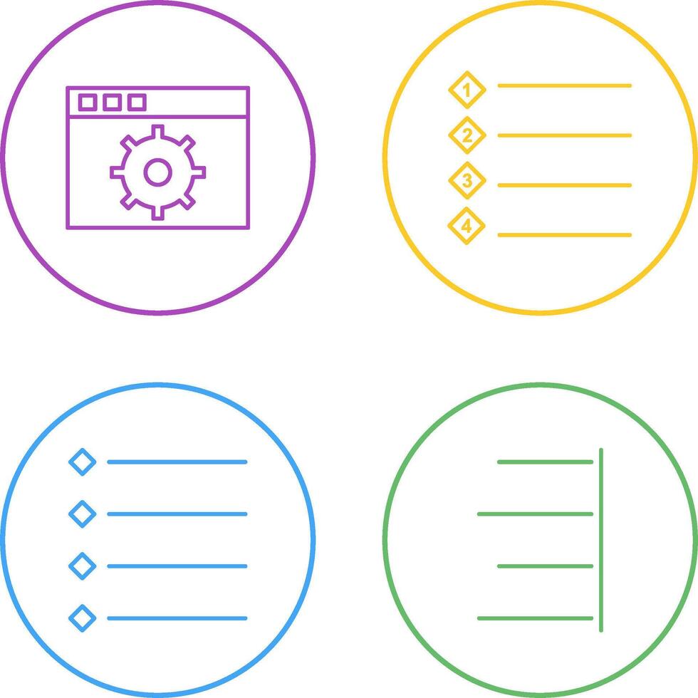 settings and numbered lists Icon vector